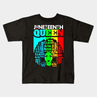 Queen Of Juneteenth Black Girl Kids T-Shirt